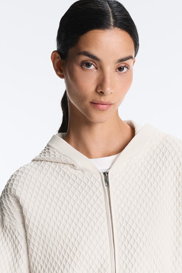 Kapüşonlu örgü ceket - 3