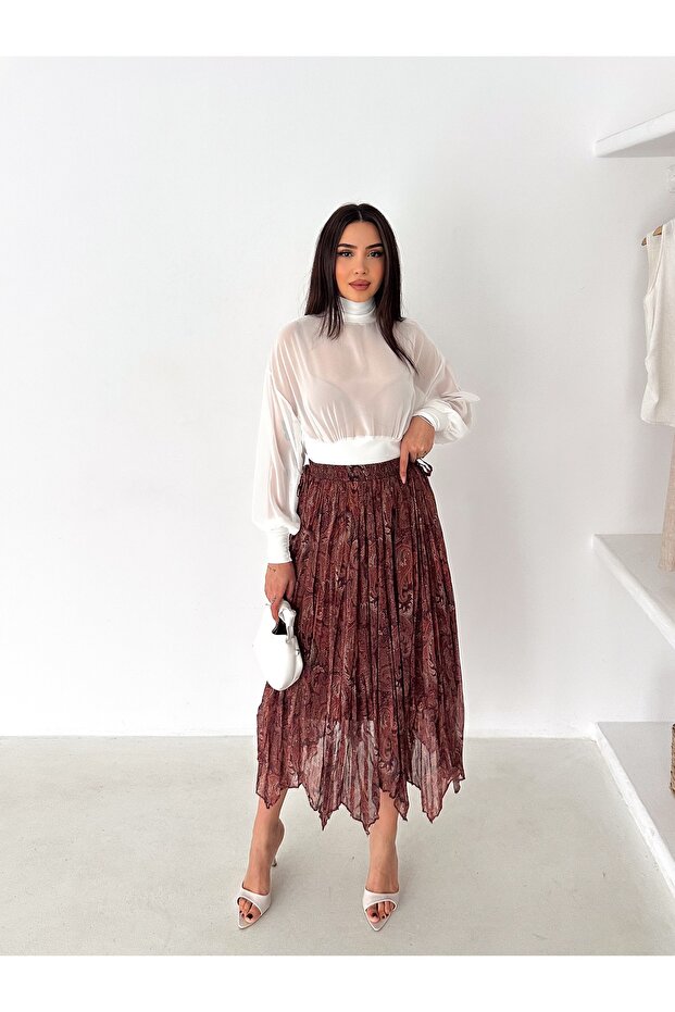 Women's Asymmetrical Chiffon Skirt with Elastic Waist