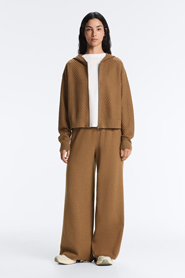 Kapüşonlu örgü ceket - 2