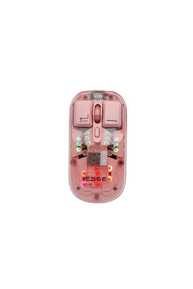 Transparent Wireless RGB Mouse - Pink