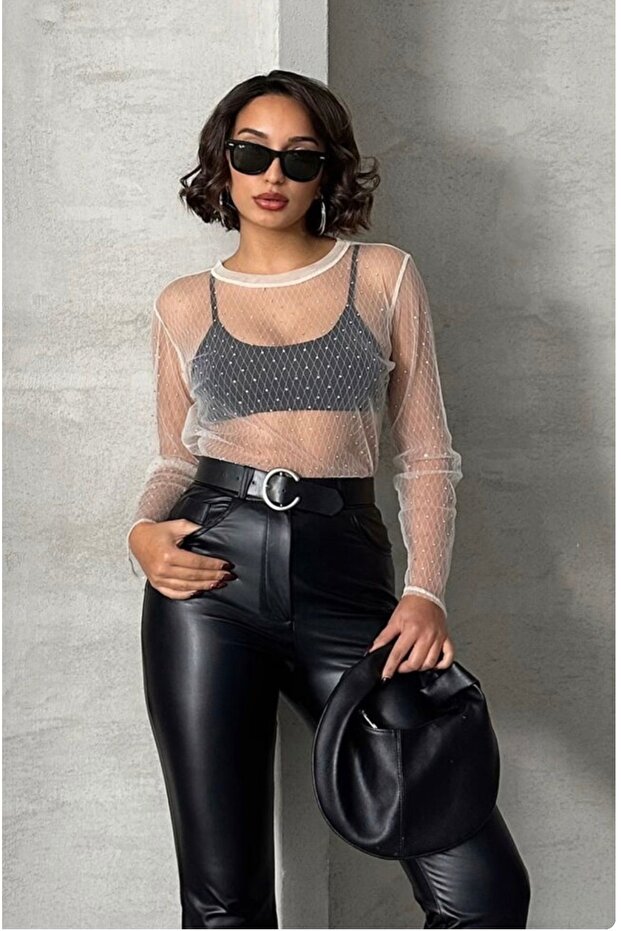 Puantiyeli Tül Bluz - 2