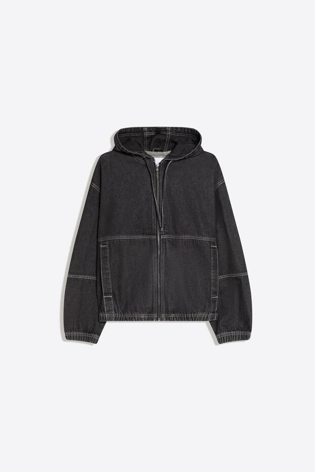 Kapüşonlu denim ceket - 4