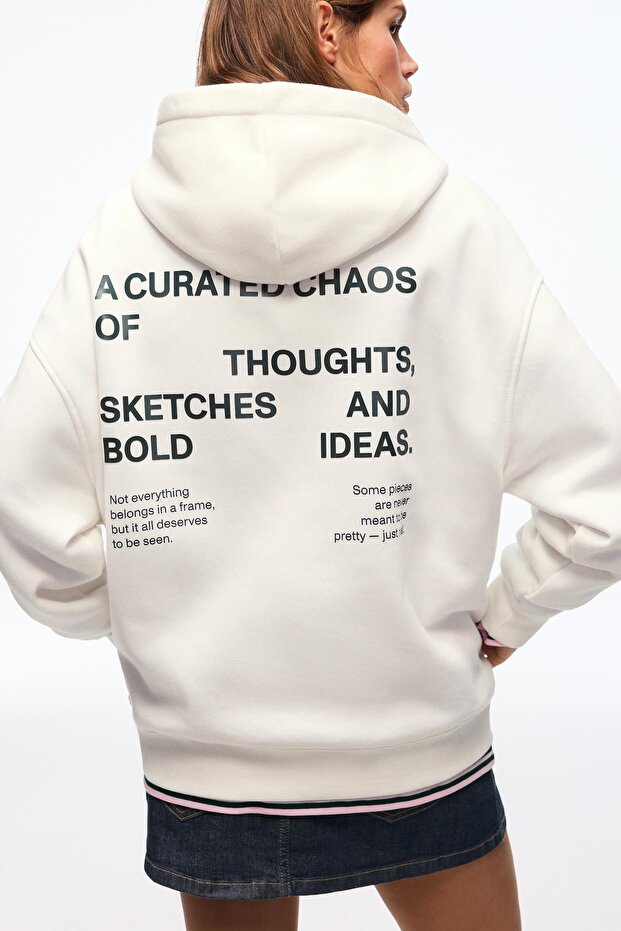 Baskılı kapüşonlu sweatshirt - 5