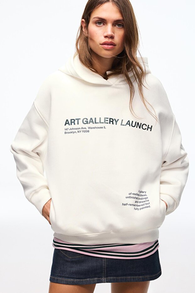 Baskılı kapüşonlu sweatshirt - 1