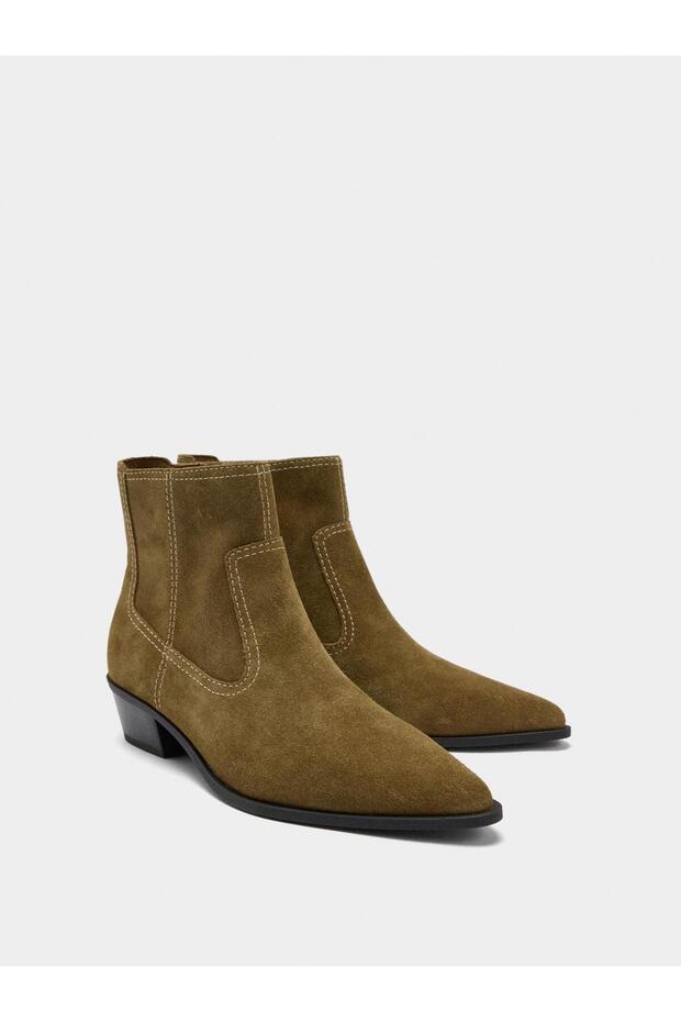 Dikiş Detaylı Süet Deri Bot - 3