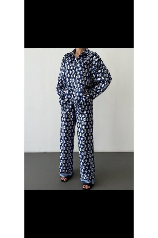 Patterned Satin-Like Suit - 3