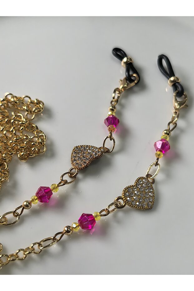 Valentine's Day Themed Eyeglass Chain – with Hearts & Crystals