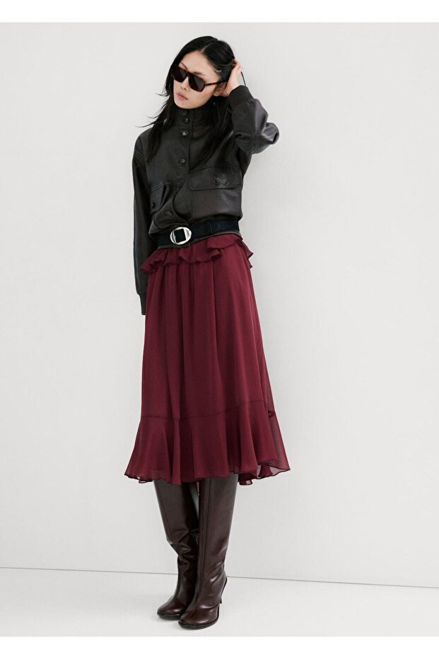 Fırfırlı uzun elbise - 2