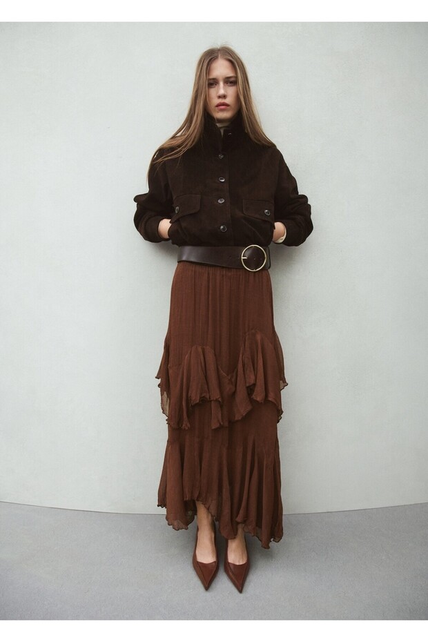 Volanlı şifon etek - 2