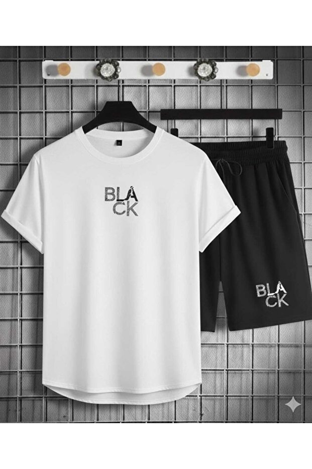 T-Shirt Shorts Black Printed Men/Women