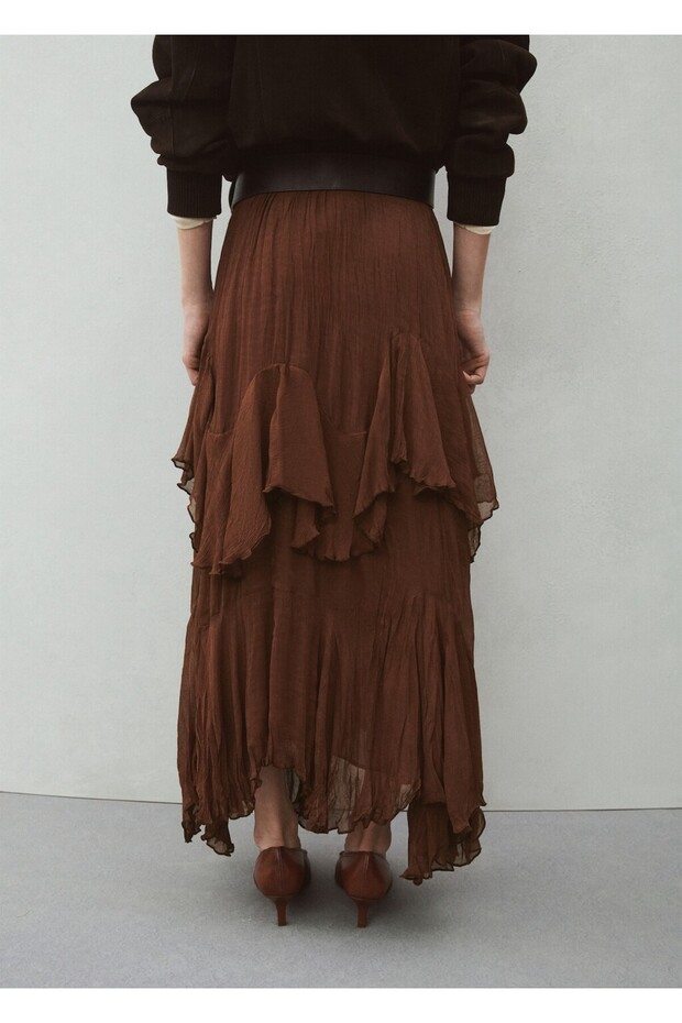 Volanlı şifon etek - 4