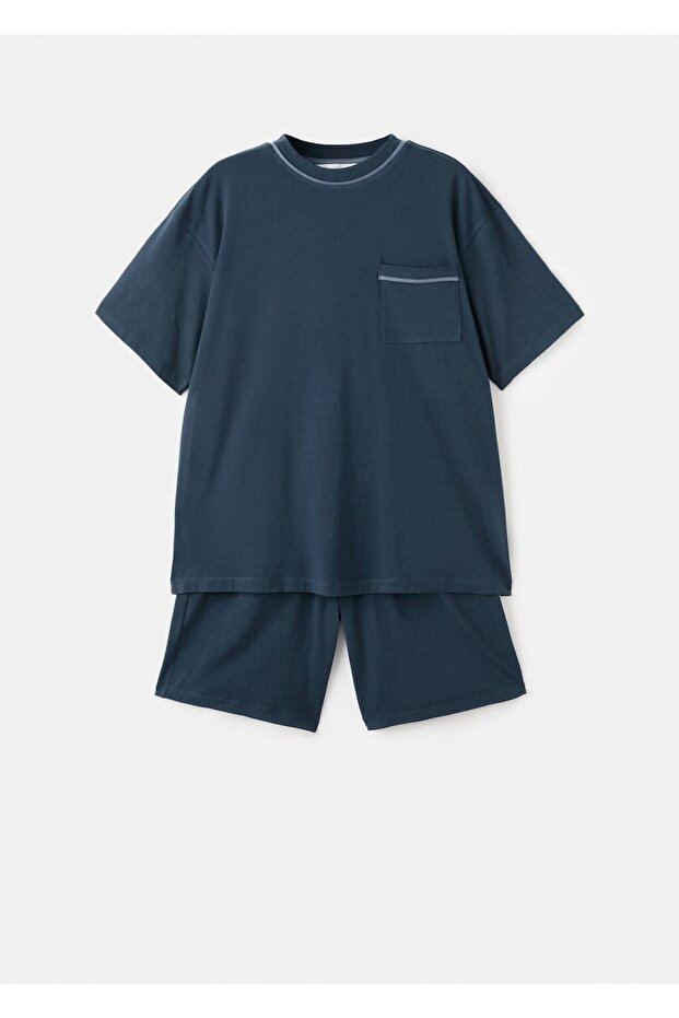 Pamuklu şort pijama takımı - 3