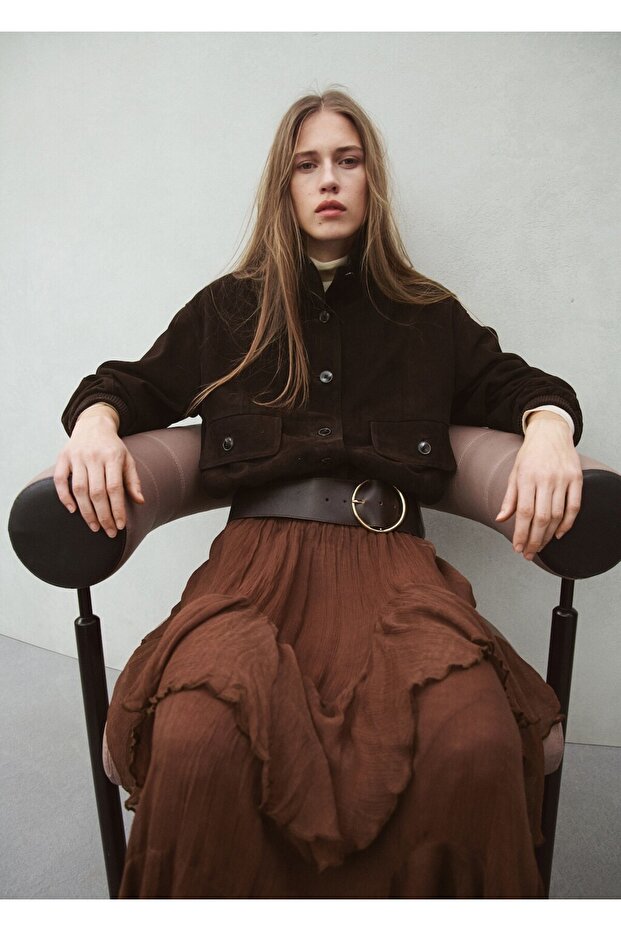 Volanlı şifon etek - 1