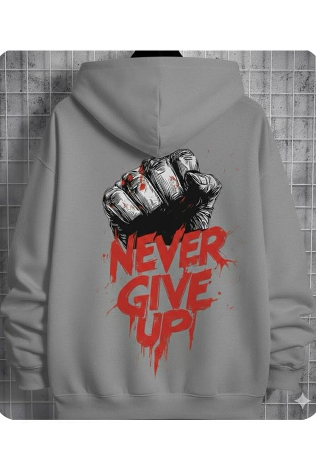 Unisex Men/Women Colorful Giveup Custom Printed Cotton Oversized Hooded Sweatshirt