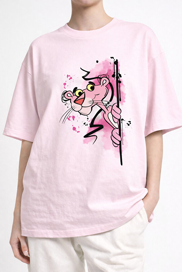 100% Cotton Pink Panther Printed Oversize T-Shirt
