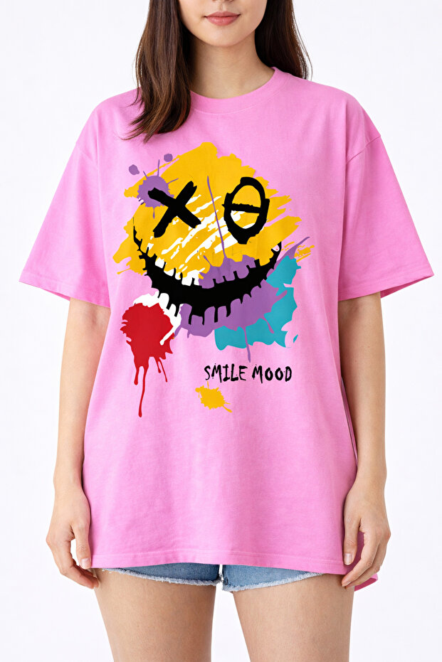 100% Cotton Smile Printed Oversize T-Shirt