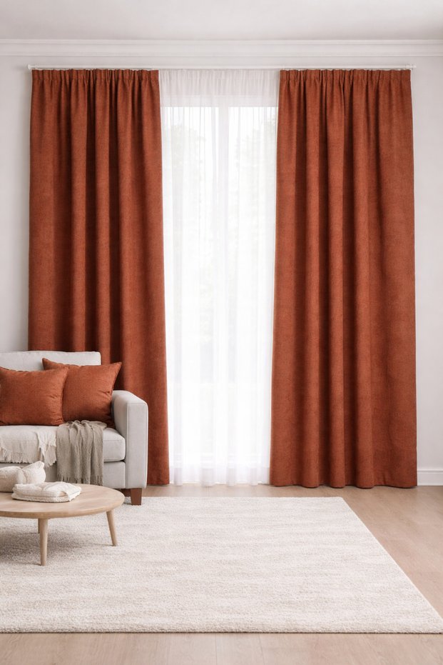 Brick Color Adafon Background Curtain Single Wing Honeycomb Velvet Textured Flat Installation