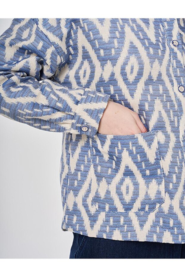 Geometric Pattern Jacket Indigo - 7