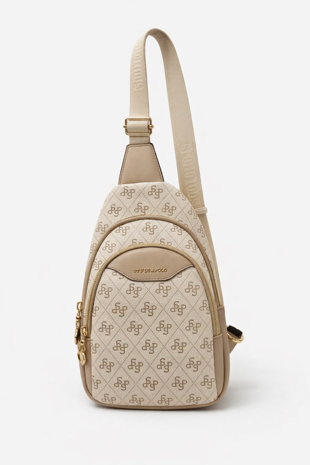 Silver Polo Bodybag Women's Bag Labyrinth Patterned Beige-Sand 959
