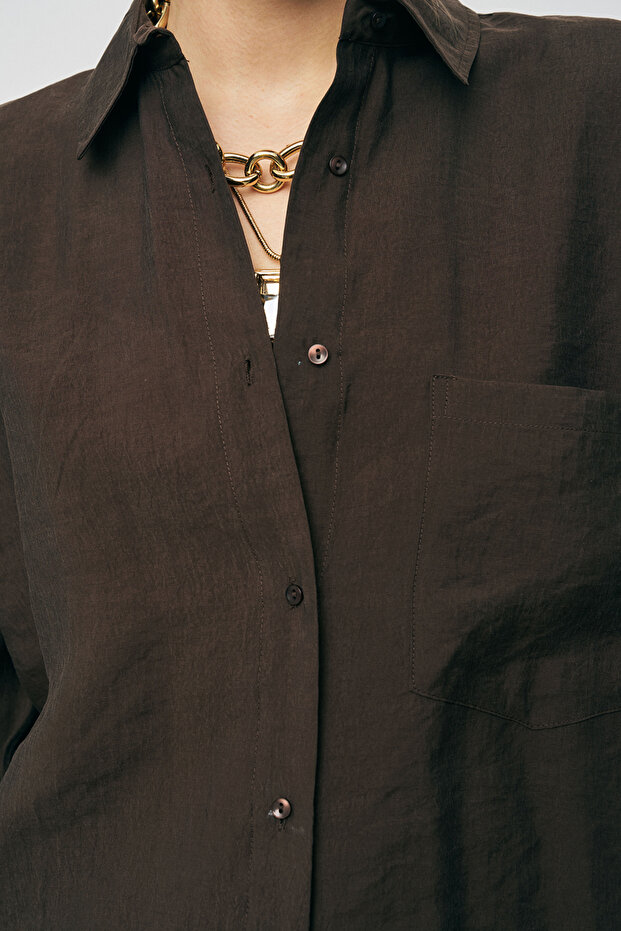 Kadın Düz Renk Basic Gömlek - 2