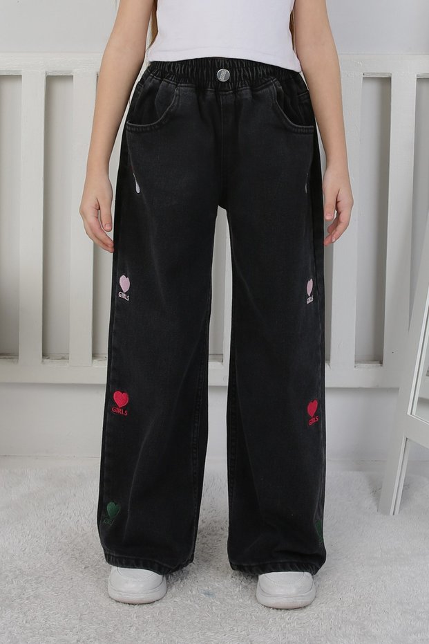 Wide Fit Elastic Waist Girls' Trousers – Washable Look