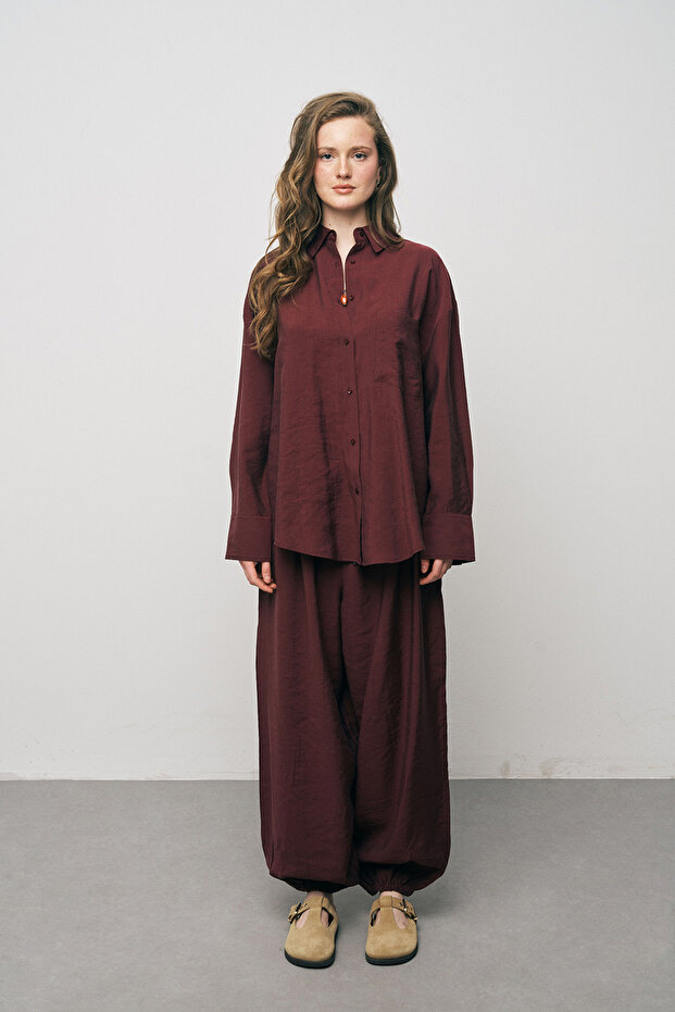 Kadın Düz Renk Basic Gömlek - 3