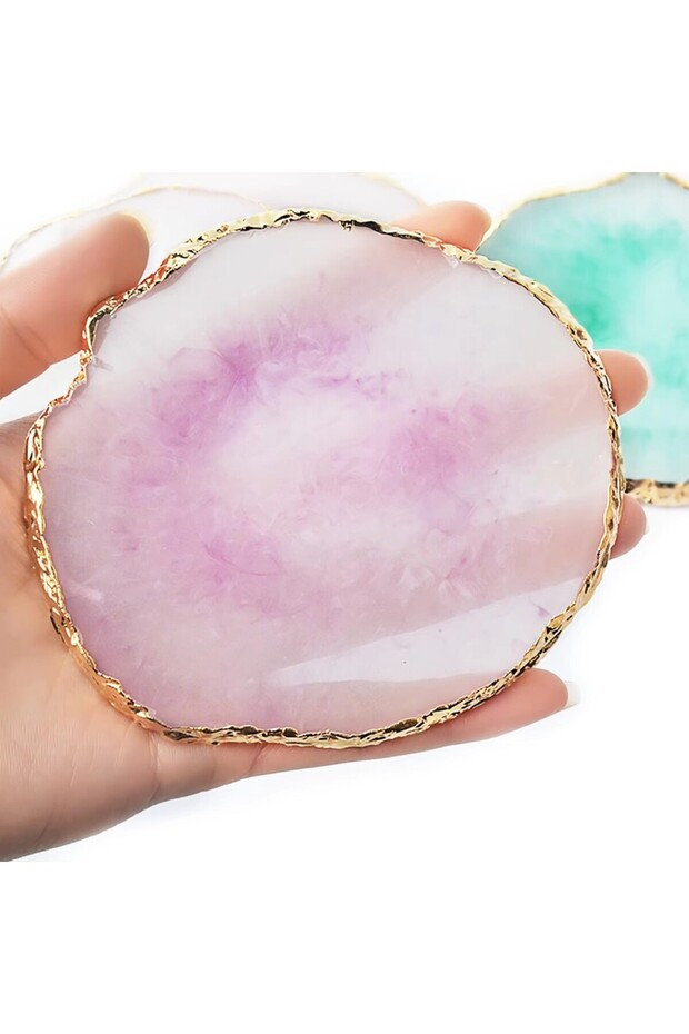Purple 1PC Round Resin Agate Stone Nail Art Palette False Nail Tips Mixing Color Drawing Pallet Gel