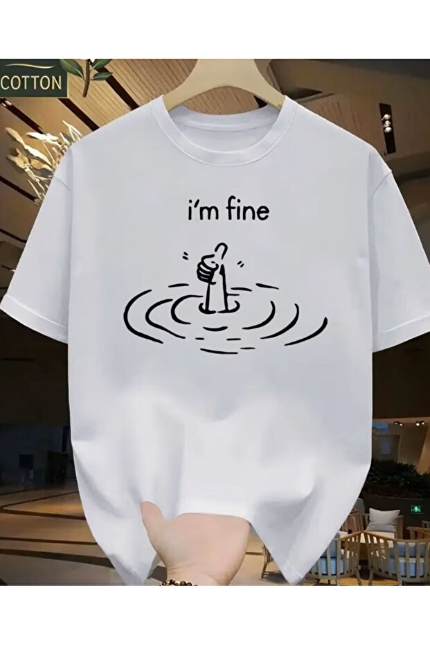 I'm Fine Printed Basic T-Shirt - 1