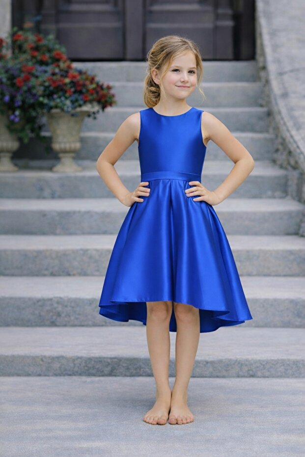 Girls' Evening Gown – Short Asymmetrical Cut, Graduation & Wedding Dress