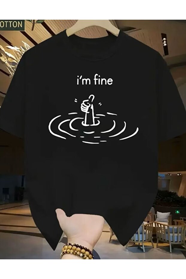 تي شيرت أساسي مطبوع عليه I'm Fine - 1