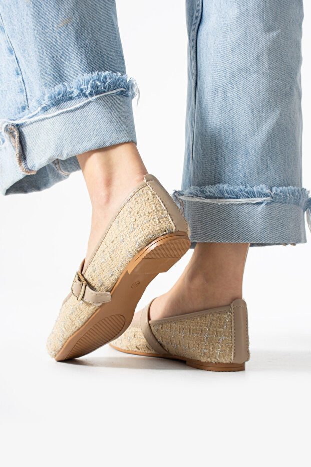 Bež Karirano paket Baletanke ležerna obuća - 4