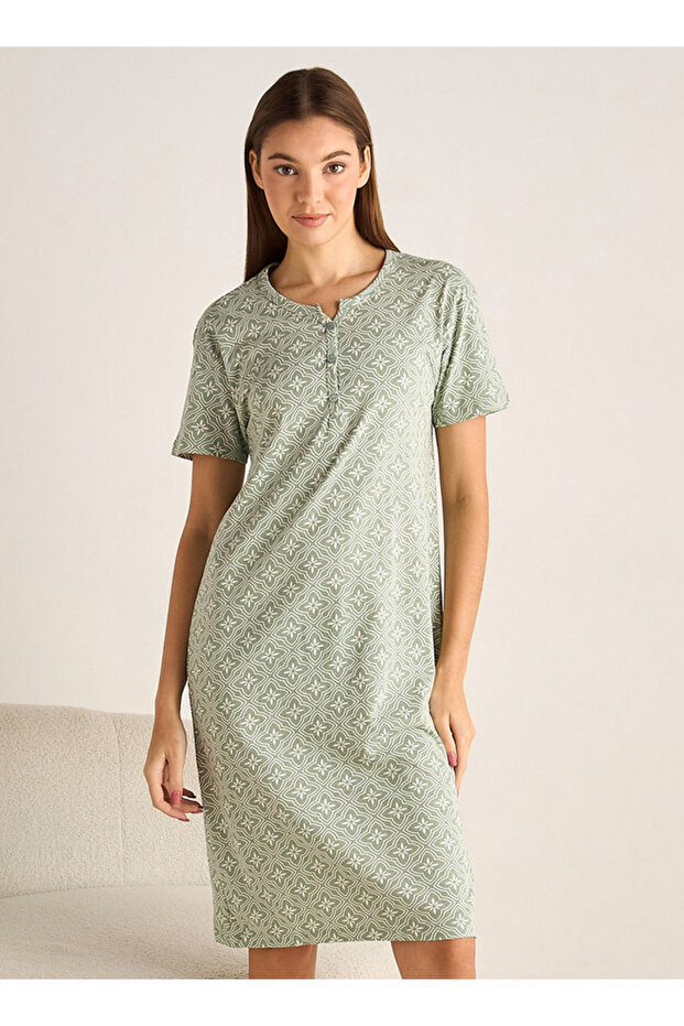 Printed Sleepshirt with Short Sleeves
