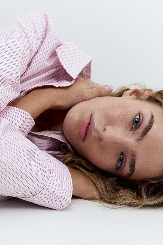 Pens detaylı dar kesim gömlek - 1