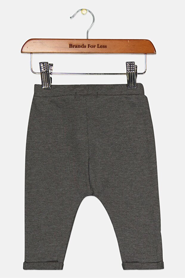 Toddlers Boy Drawstring Plain Sweatpants, Grey - 3