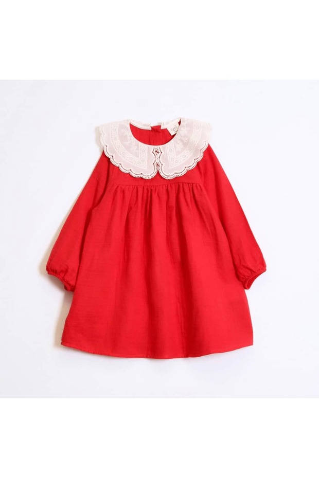 Girl's Collared Muslin Fabric Dress