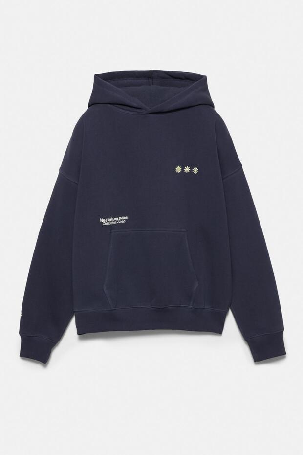 İşlemeli grafik kapüşonlu sweatshirt - 6