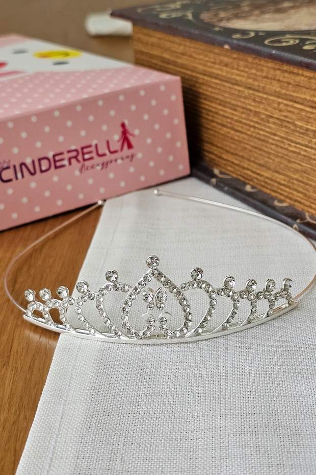Zircon Stone Girls' Princess Crown Silver Model12 - Birthday Party Wedding Henna Hairband Buckle