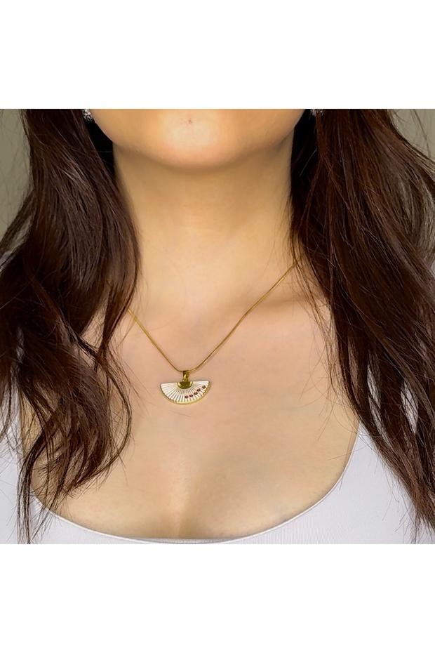 Beyaz Yelpaze Kolye - 5