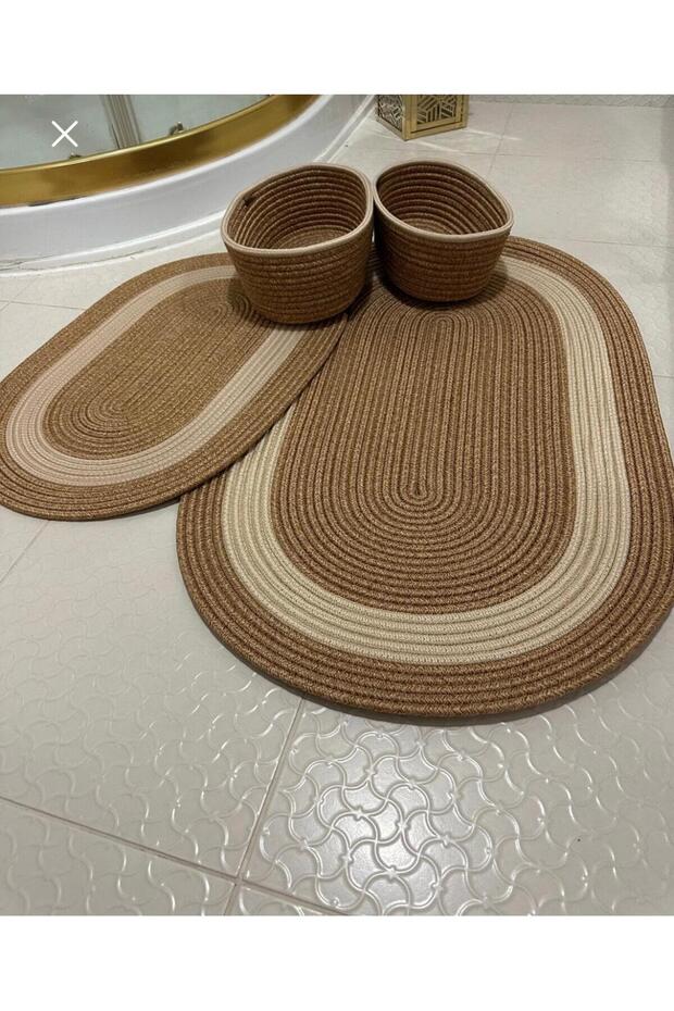 Jute, Wicker, Bathroom Mat Set, Bathroom, Set, Toilet Set