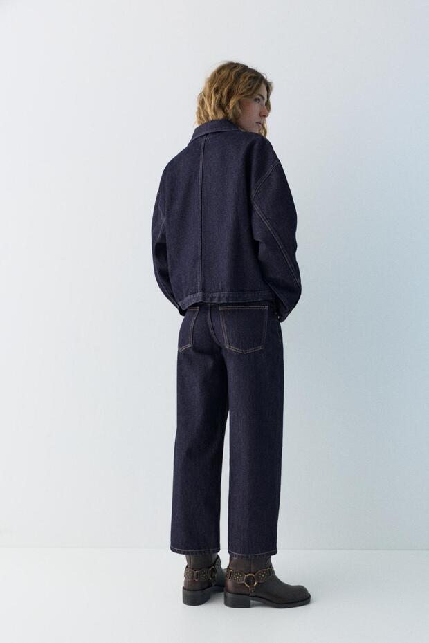 Boxy kesim denim ince ceket - 5