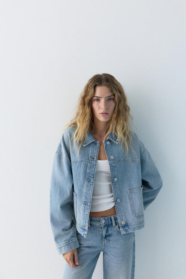 Boxy kesim denim ince ceket - 2