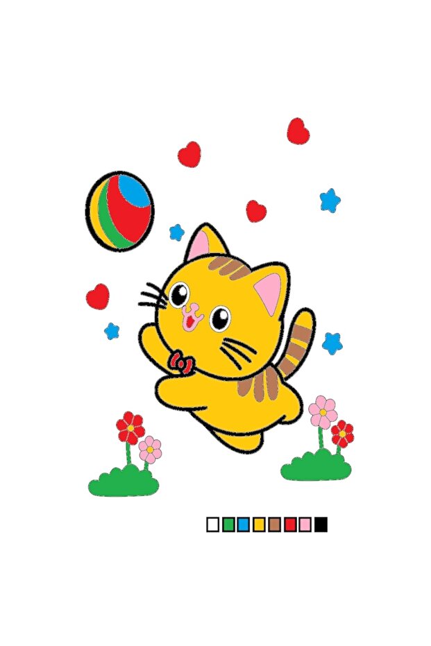 Colored Sand Drawing - Cat Model - 2