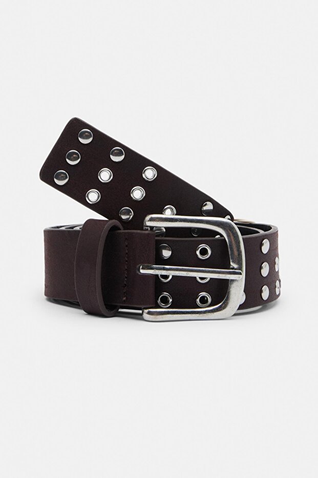 Delikli suni deri kemer - 2