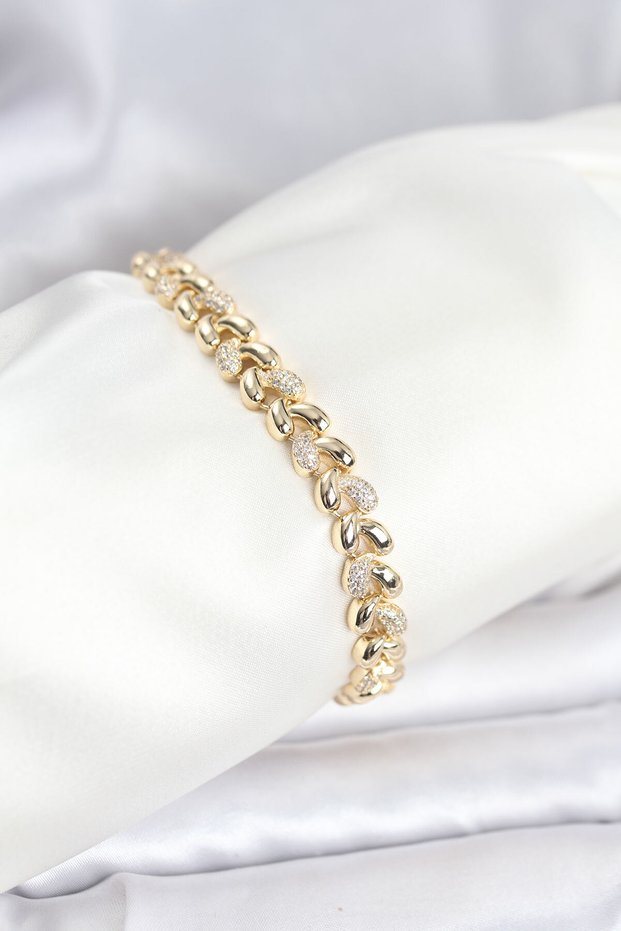 Brass Gold Color Vip Series Spiral Drop Model Zircon Stone Women's Bracelet - Ebj260130W39341