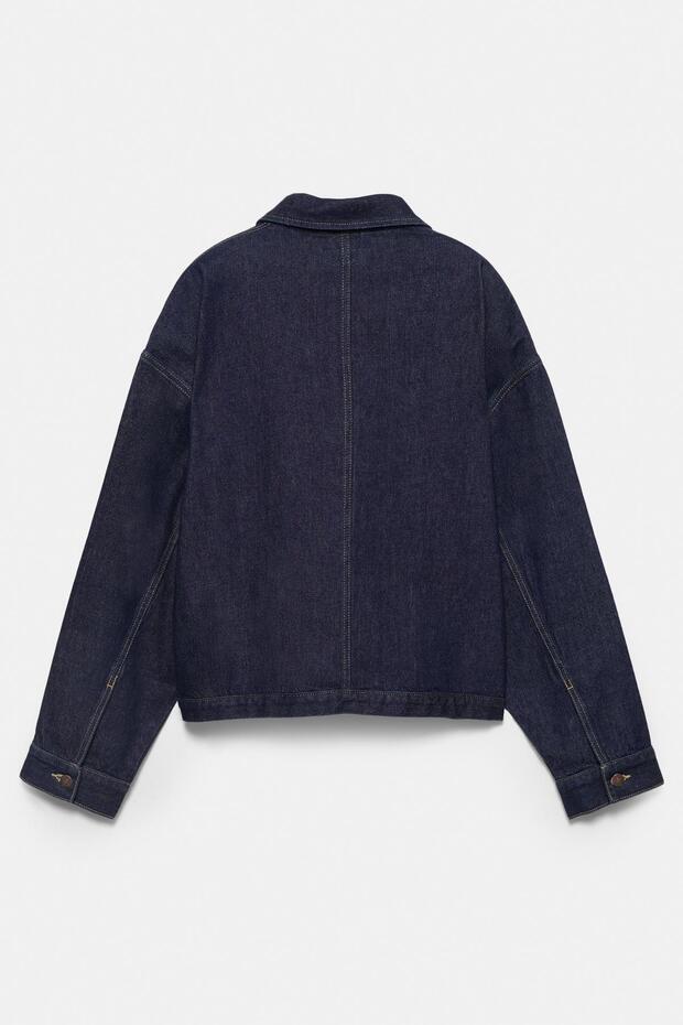Boxy kesim denim ince ceket - 8