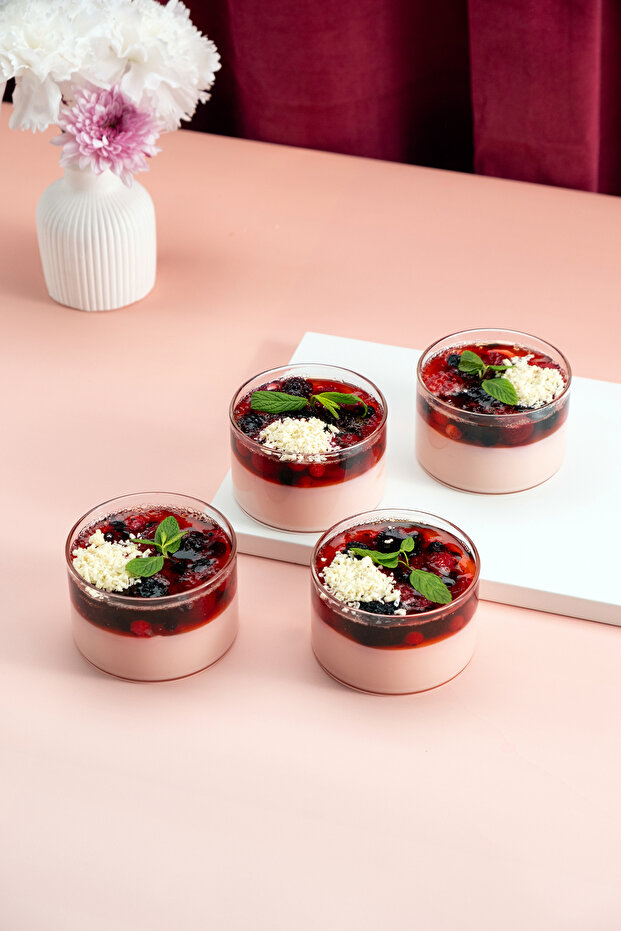 Set of 4 Borosilicate Glass Dessert Breakfast Magnolia Ice Cream Snack Bowls - Presentation Bowl
