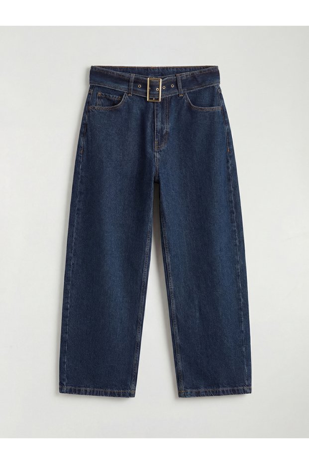Lcw Jeansindigo Beli Kemerli Baggy Fit Women's Jean Pants