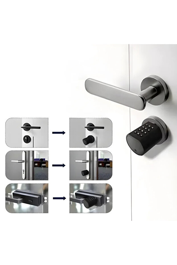 Silindir Barelli Çelik Kapı Kolu Tuya Uyumlu | OBG0285 - 3