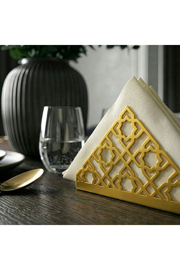 Geometric Ramadan Metal Napkin Holder - Metal Islamic Home Tableware Decoration
