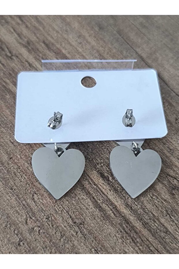 Paslanmaz Çelik Çift Kalp Görünümlü Küpe - 5